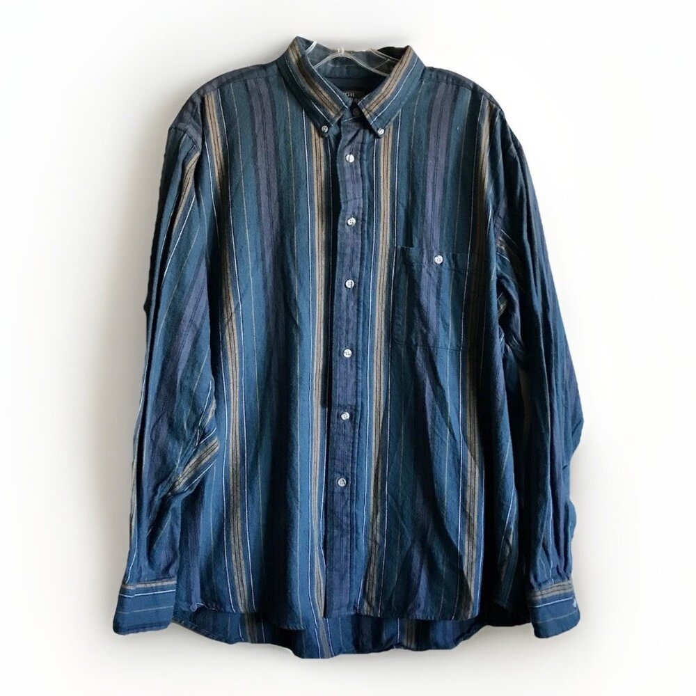 VINTAGE High‎ Sierra Shirt Mens Size XL Green Striped Camp Brushpopper